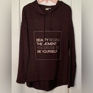 TWIK Long Sleeve Top with Hood Lightweight Rich Brown Size Medium